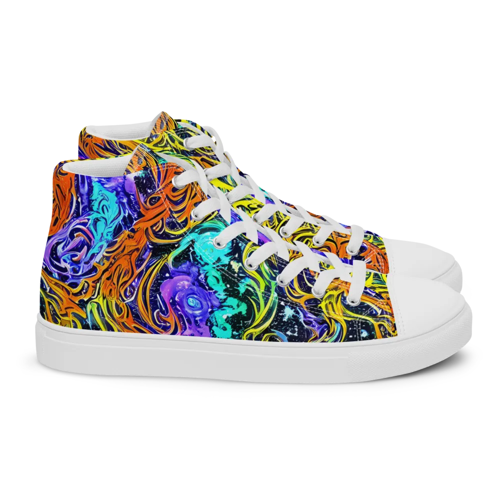Midnight Cyclone on Women's High Top Canvas Shoes — Right