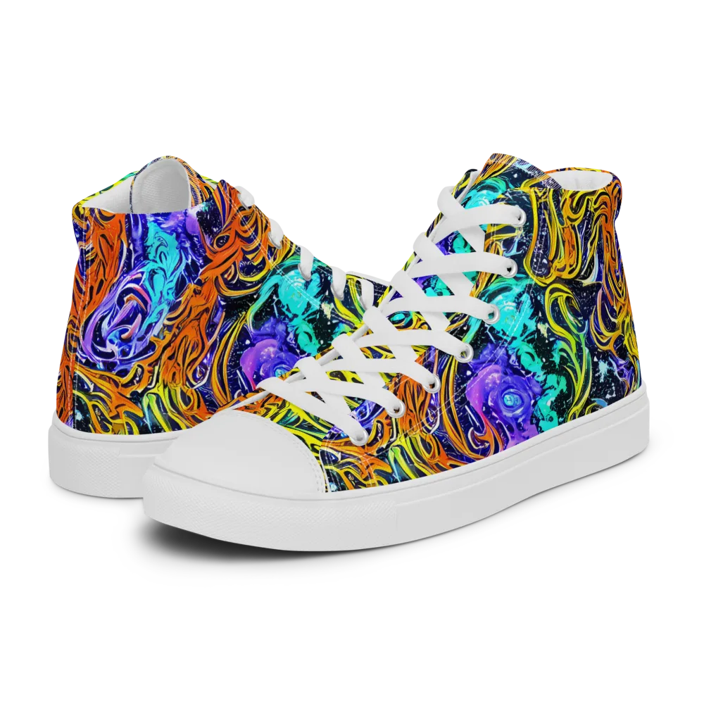 Midnight Cyclone on Women's High Top Canvas Shoes — Left