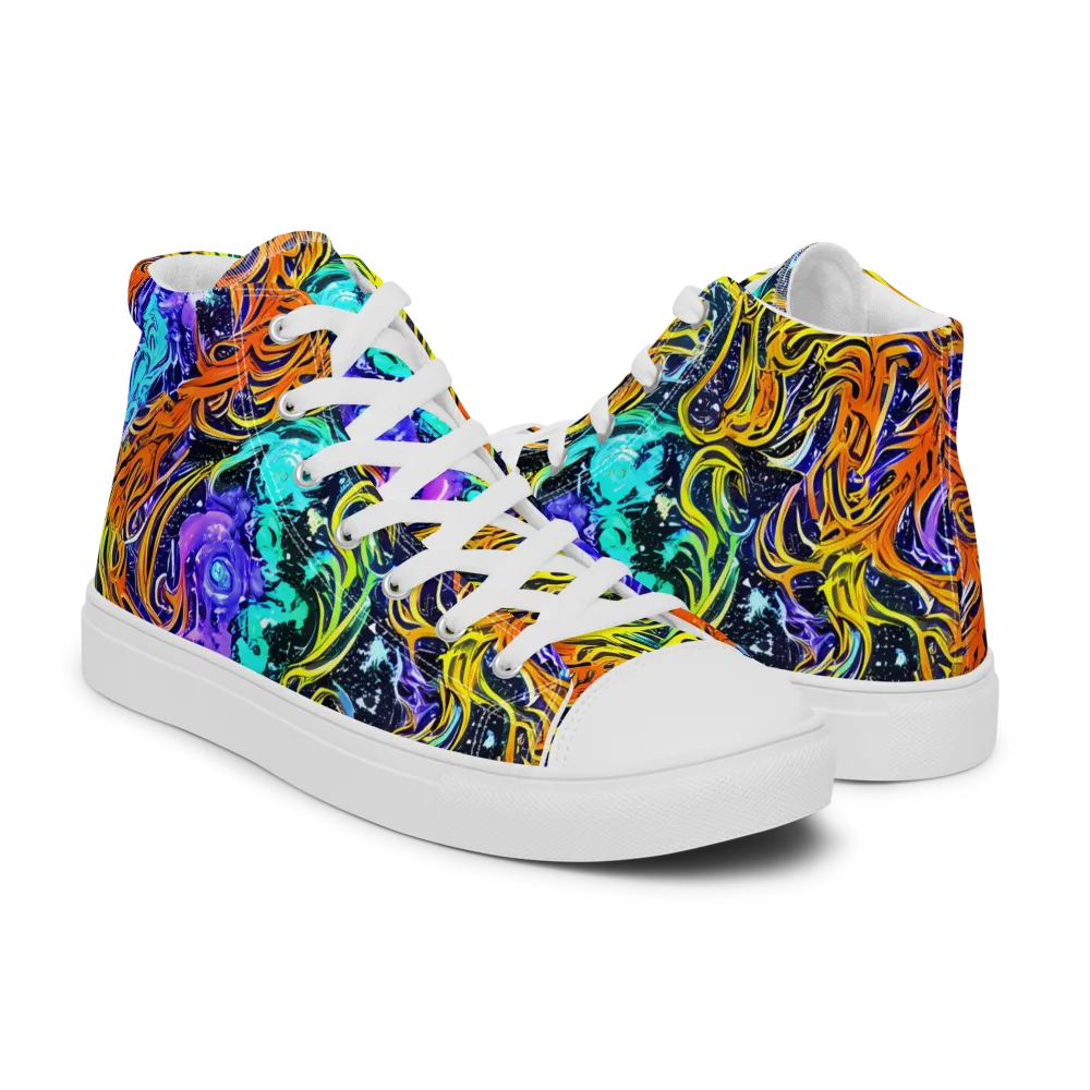 Midnight Cyclone on Women's High Top Canvas Shoes — Right