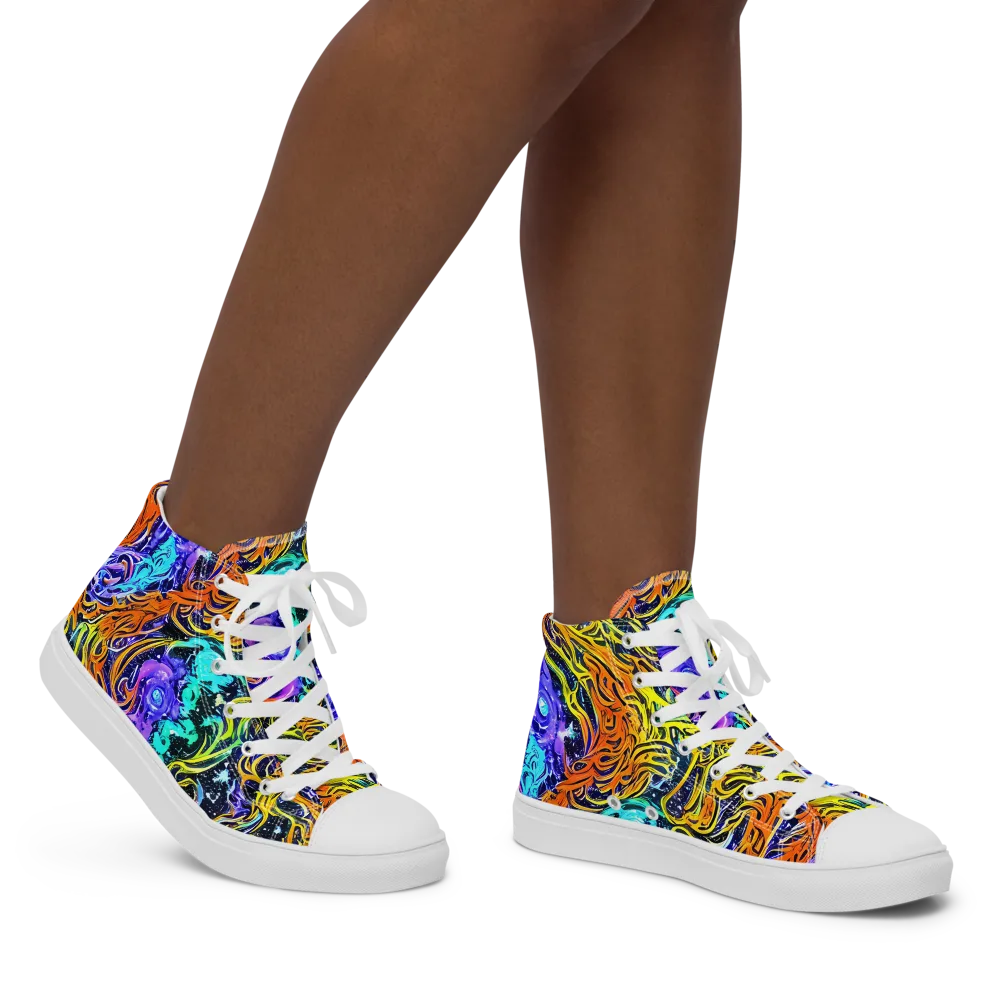 Midnight Cyclone on Women's High Top Canvas Shoes — Right