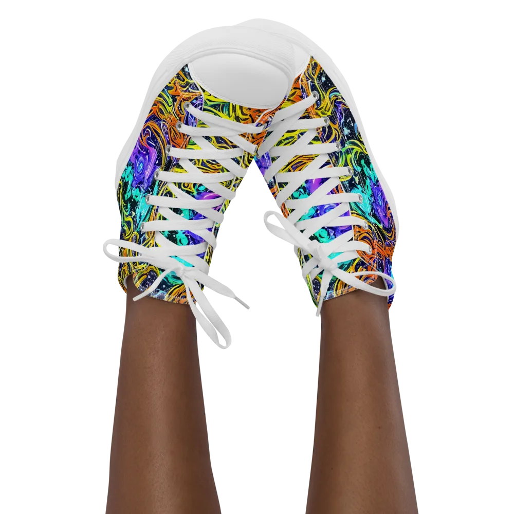 Midnight Cyclone on Women's High Top Canvas Shoes — Front