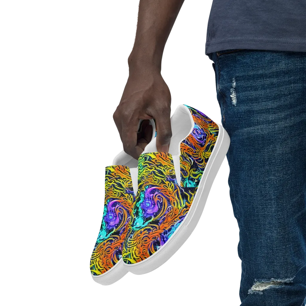 Midnight Cyclone on Men's Slip-On Canvas Shoes — Left Front