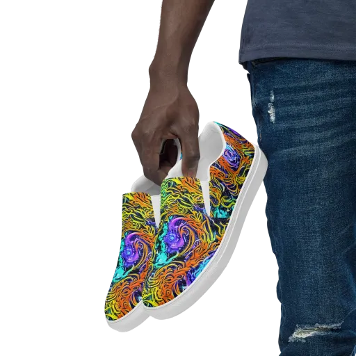 Midnight Cyclone on a Men's Slip-On Canvas Shoes