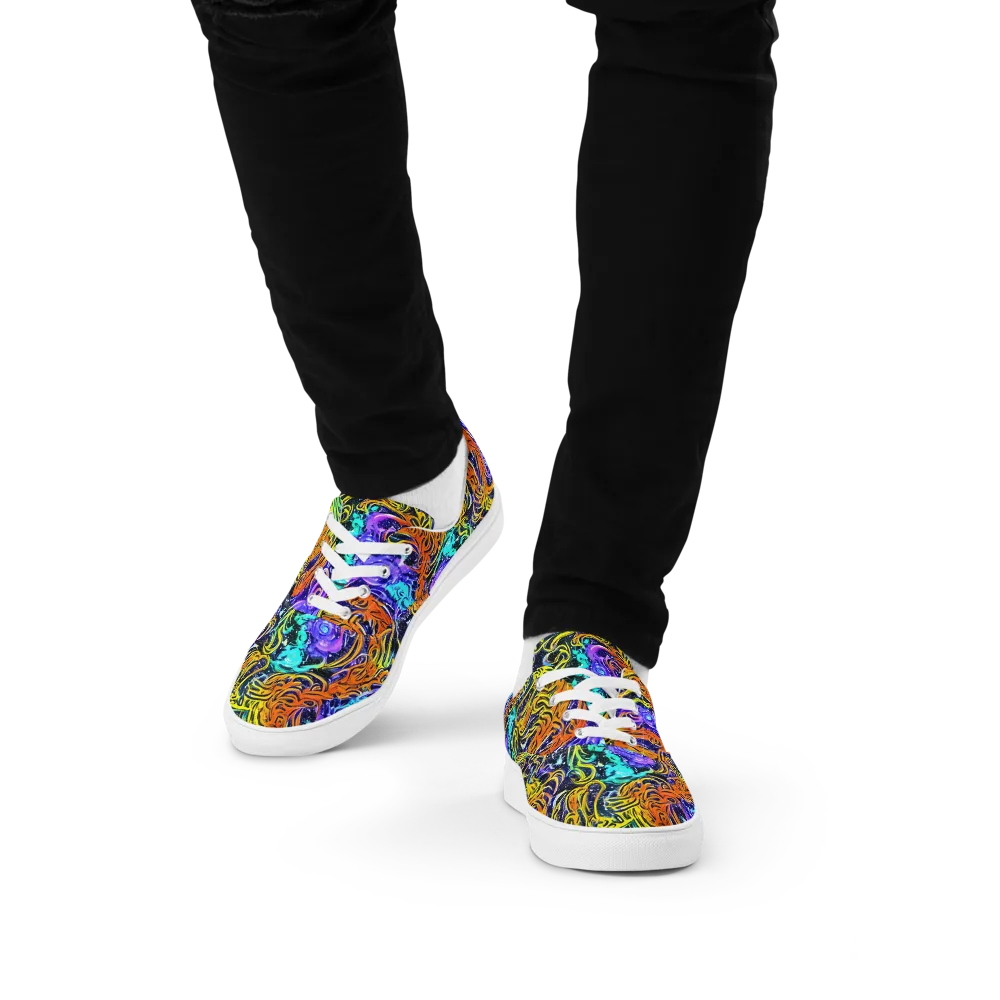 Midnight Cyclone on Men's Lace-Up Canvas Shoes — Front