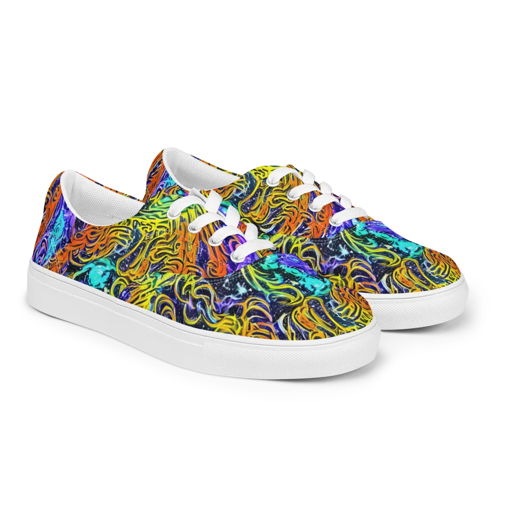 Midnight Cyclone on Men's Lace-Up Canvas Shoes — Right Front