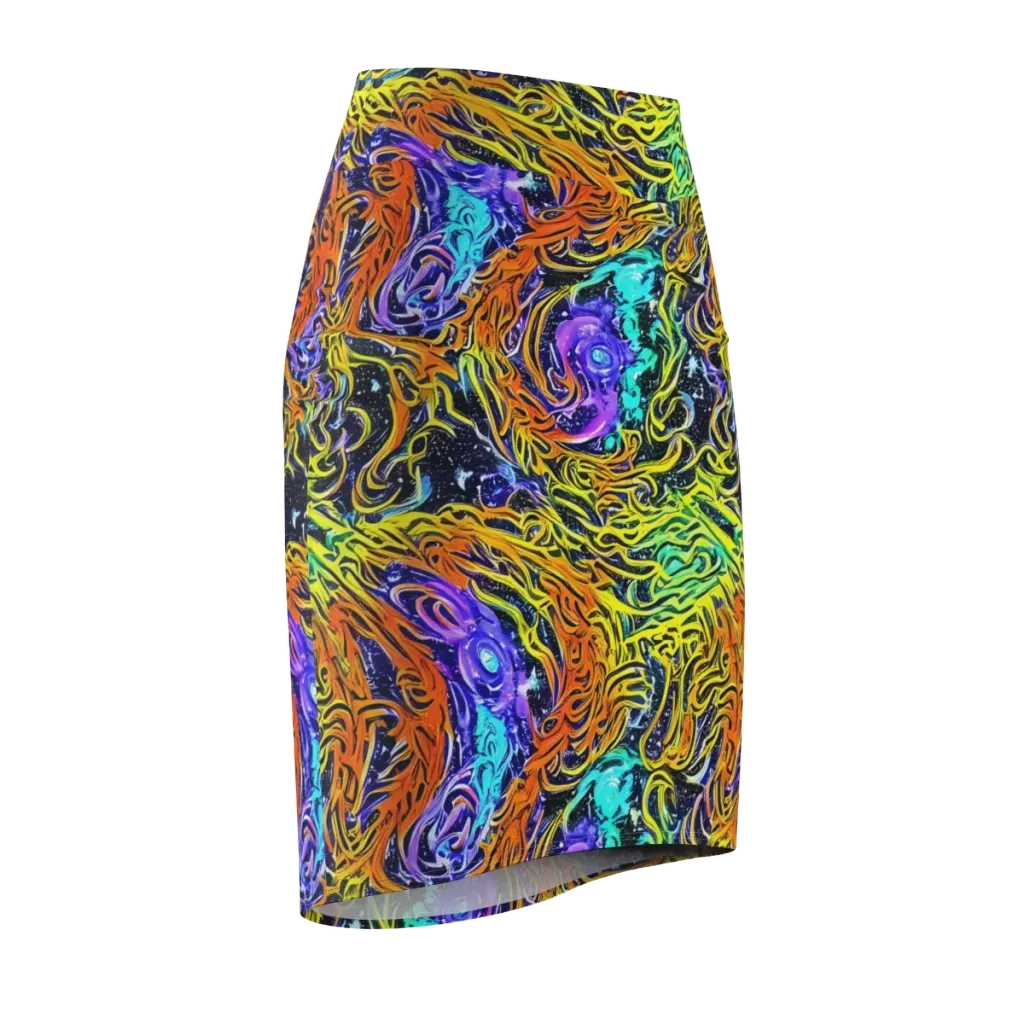 Midnight Cyclone on Pencil Skirt — Front Side