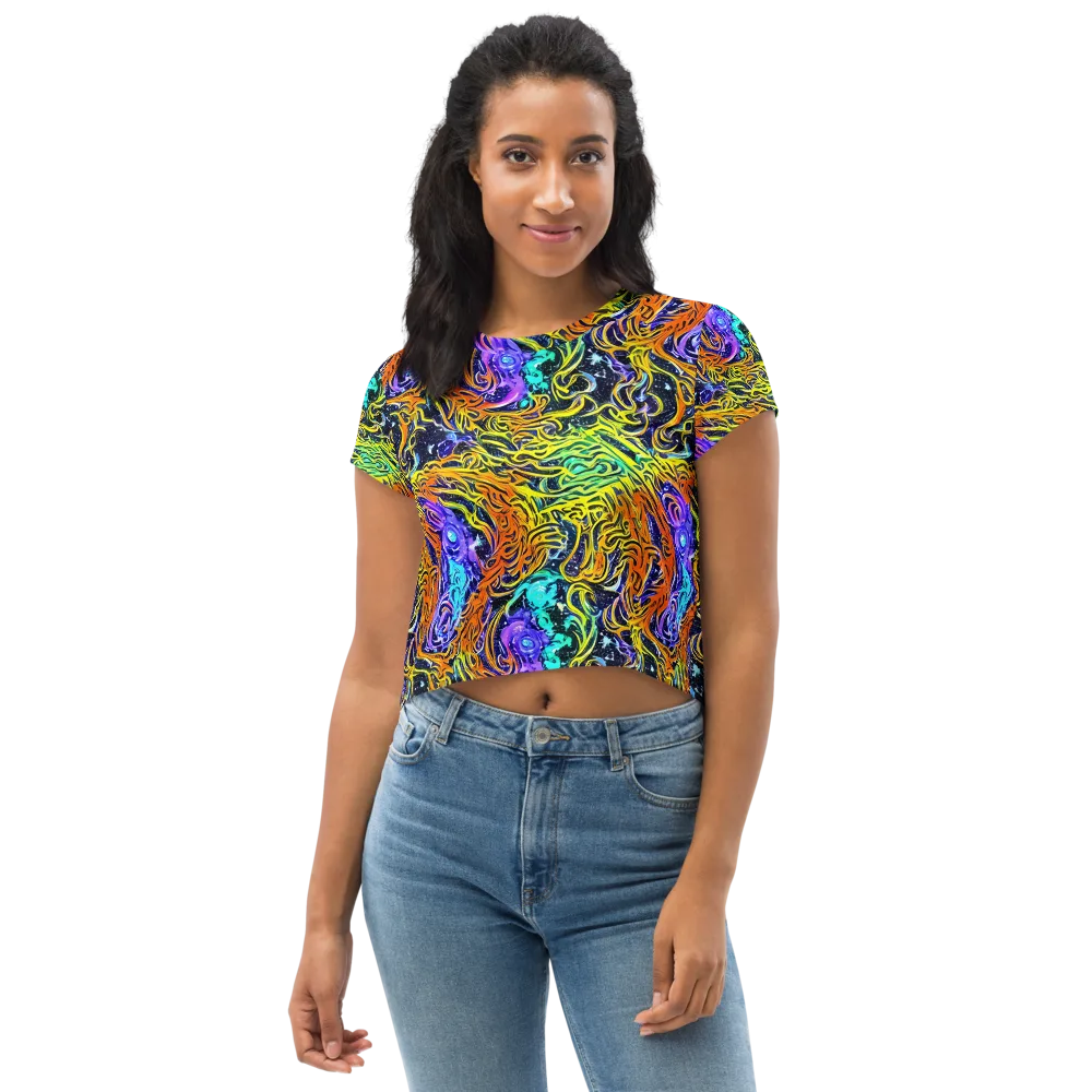 Midnight Cyclone on Crop Tee — Front