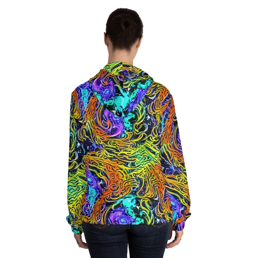 Midnight Cyclone on Women's Full-Zip Hoodie — Back On Person