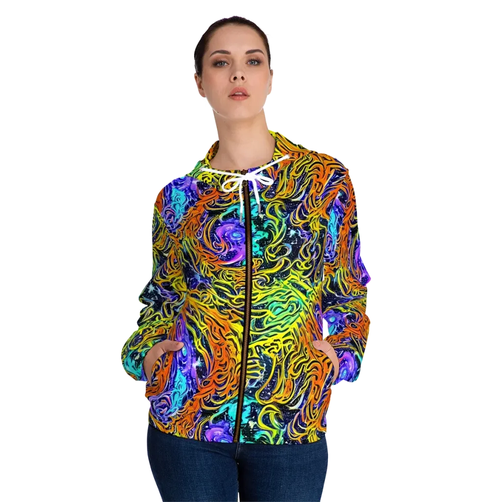 Midnight Cyclone on Women's Full-Zip Hoodie — Front On Person