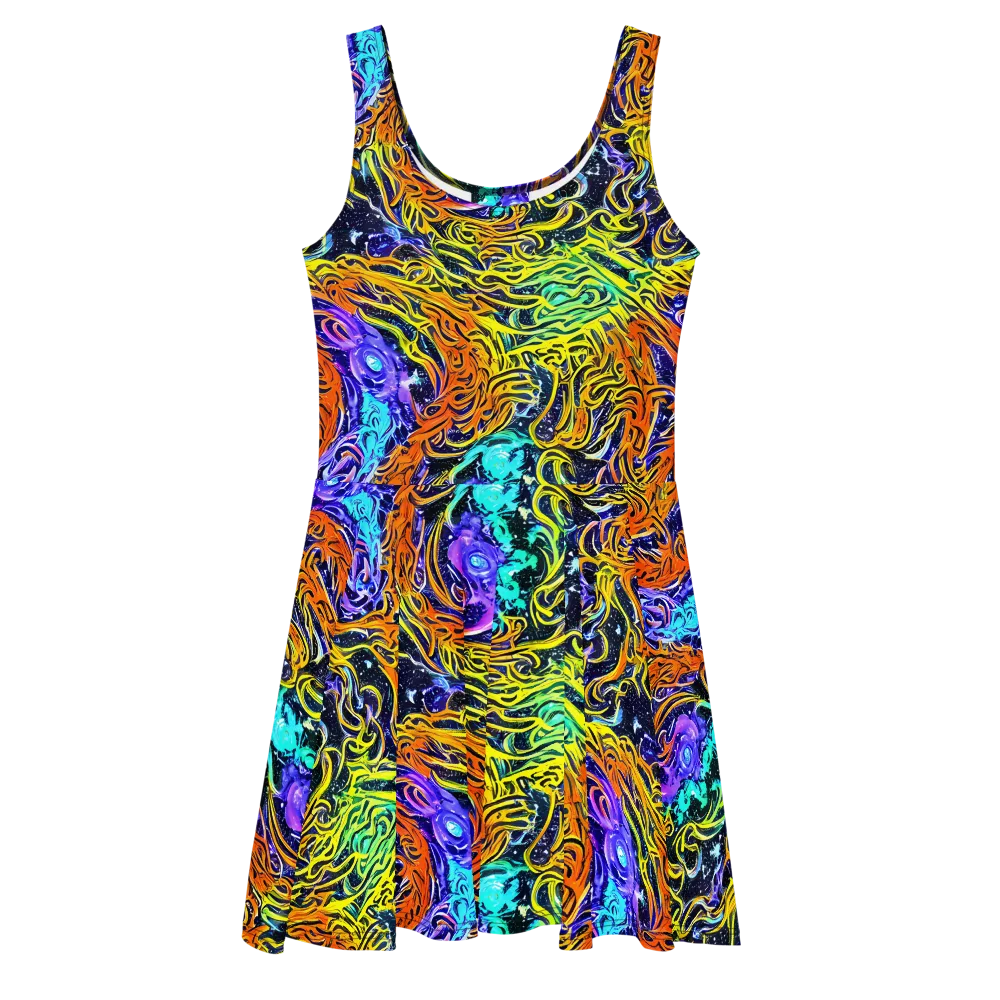 Midnight Cyclone on Skater Dress — Front