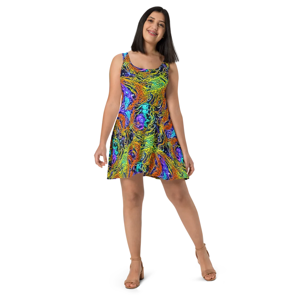 Midnight Cyclone on Skater Dress — Front