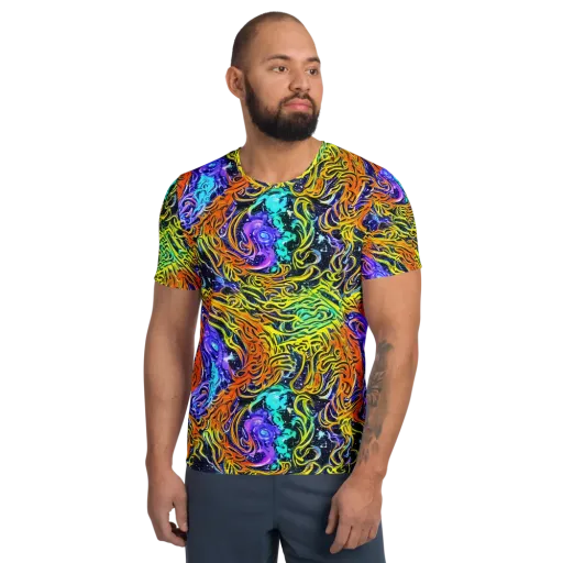 Midnight Cyclone on a Men's Athletic T-Shirt