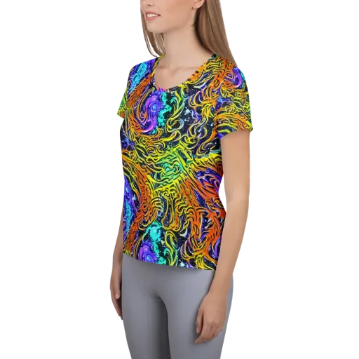 Midnight Cyclone on a Women's Athletic T-Shirt