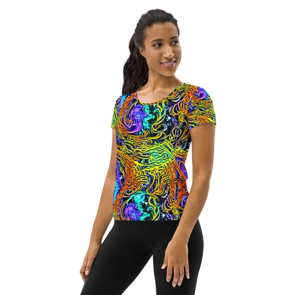 Midnight Cyclone on Women's Athletic T-Shirt — Left