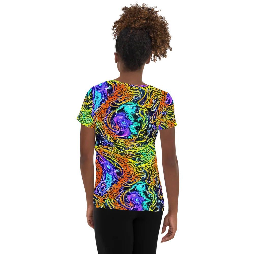 Midnight Cyclone on Women's Athletic T-Shirt — Back