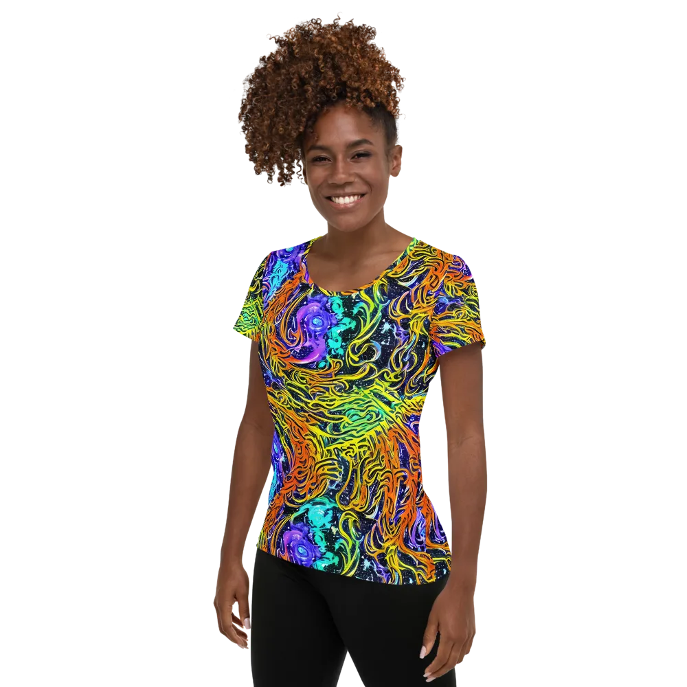 Midnight Cyclone on Women's Athletic T-Shirt — Left