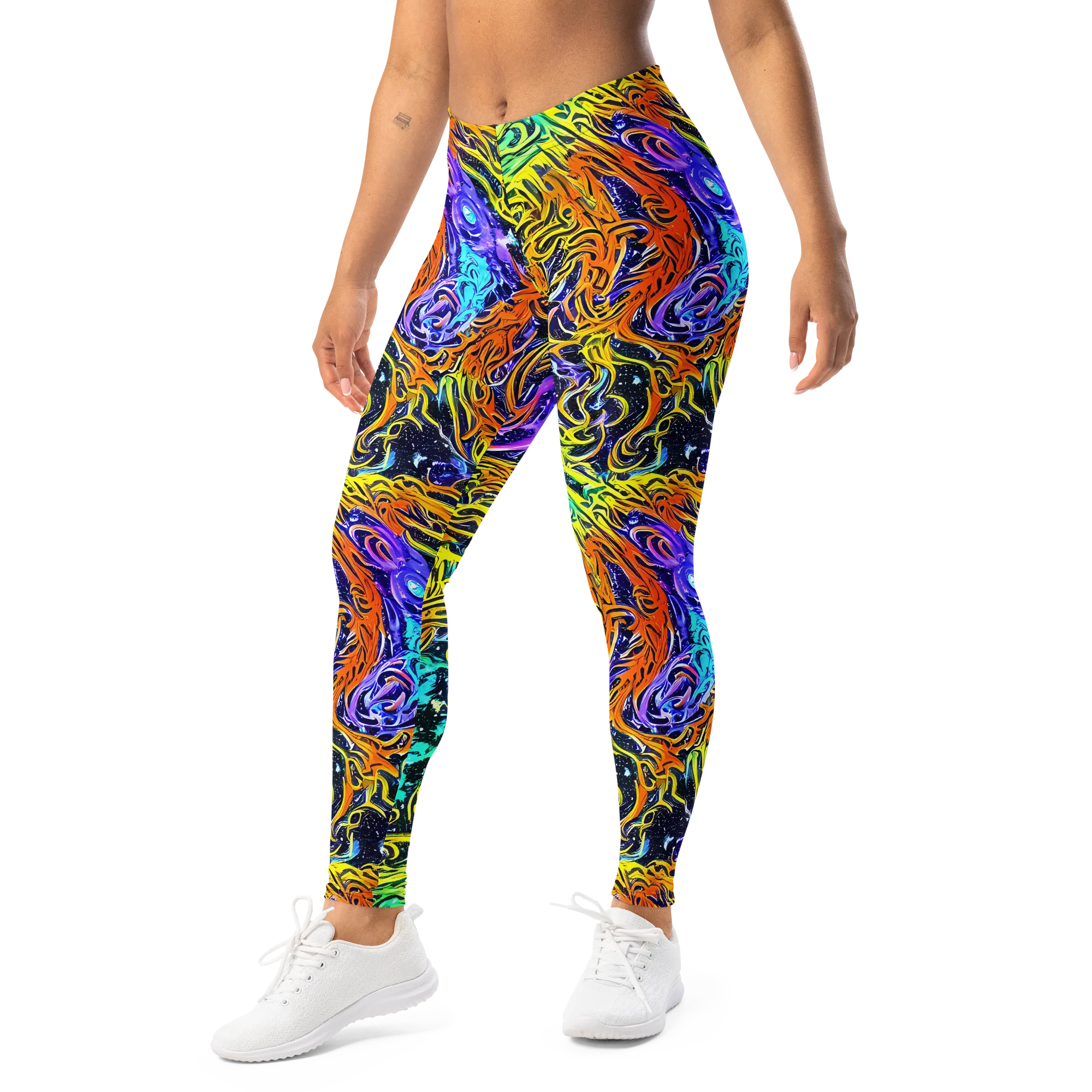 Midnight Cyclone on Leggings — Left Front