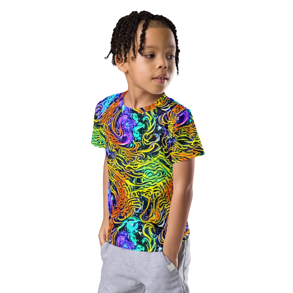 Midnight Cyclone on Kids Crew Neck T-Shirt — Left Front
