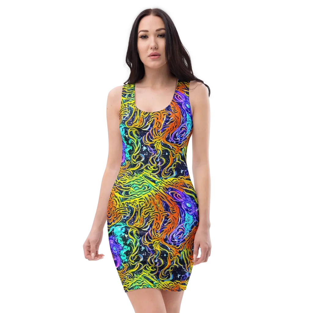Midnight Cyclone on Bodycon Dress — Front