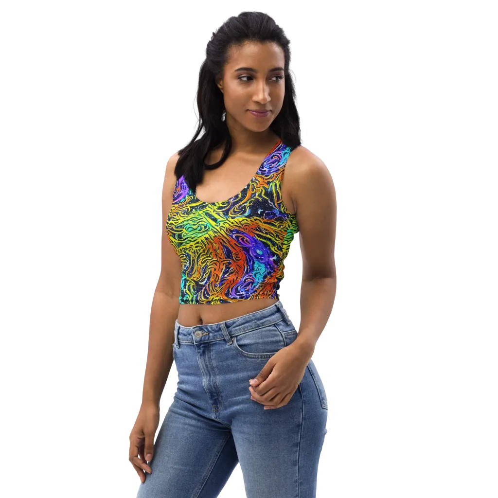 Midnight Cyclone on Crop Top — Left Front
