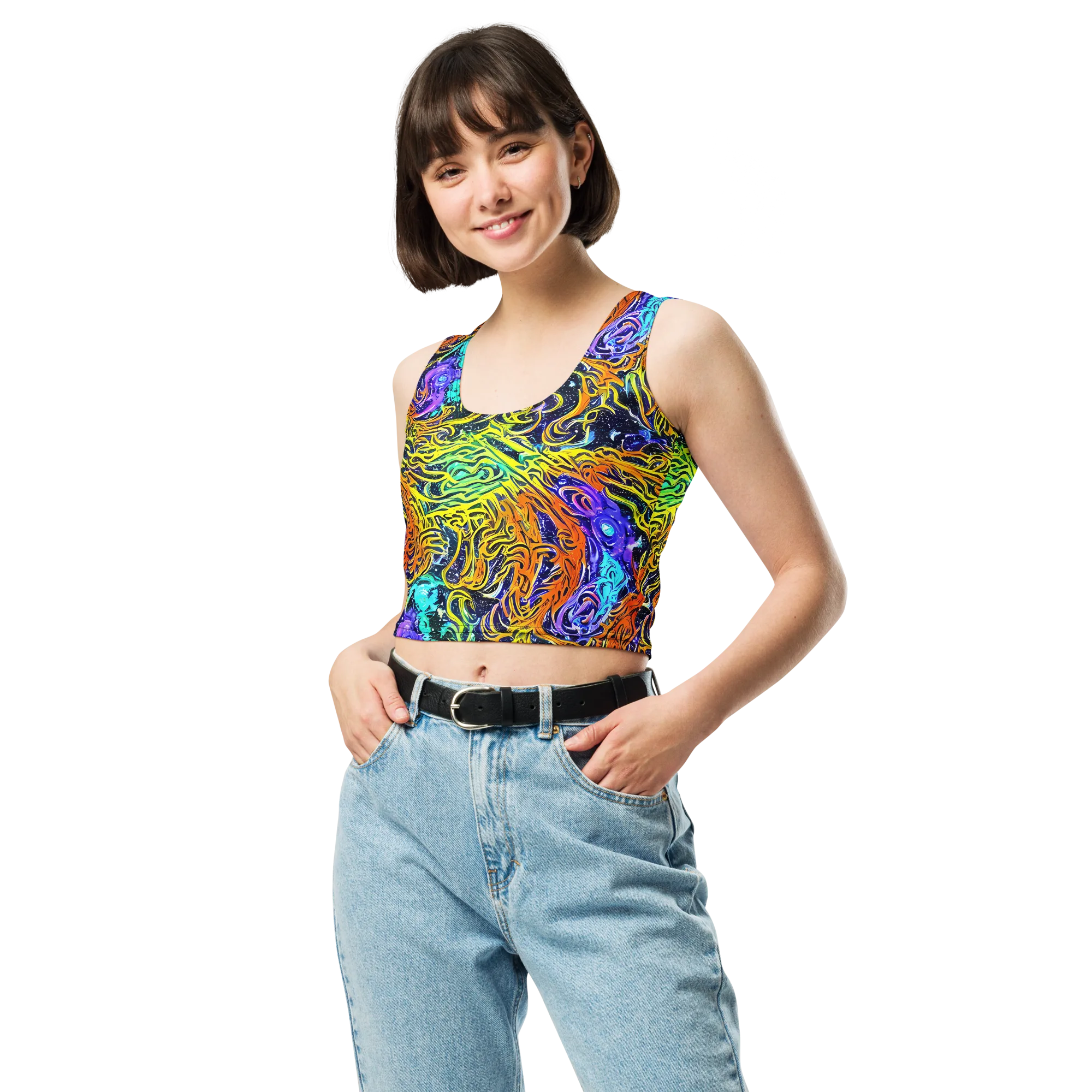 Midnight Cyclone on Crop Top — Front