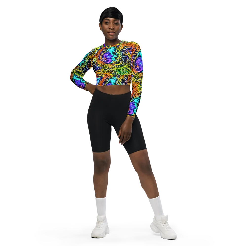 Midnight Cyclone on Long Sleeve Crop Top — Front
