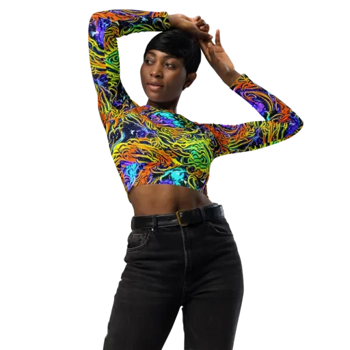 Midnight Cyclone on a Long Sleeve Crop Top