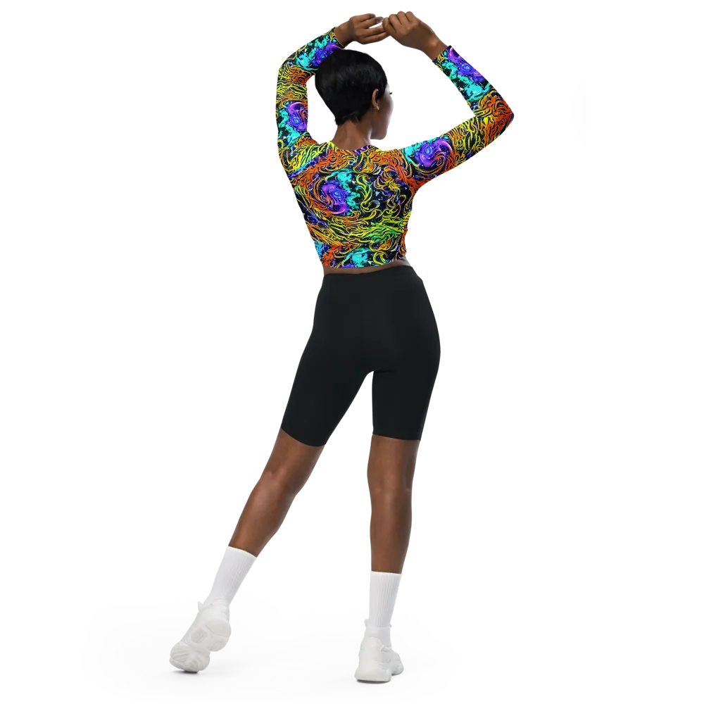 Midnight Cyclone on Long Sleeve Crop Top — Back