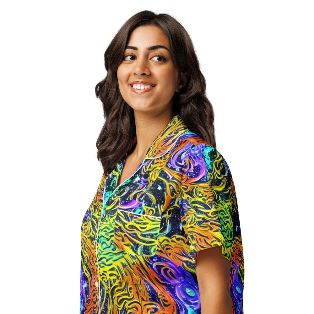 Midnight Cyclone on Women's Short Sleeve Pajama Top — Left Front