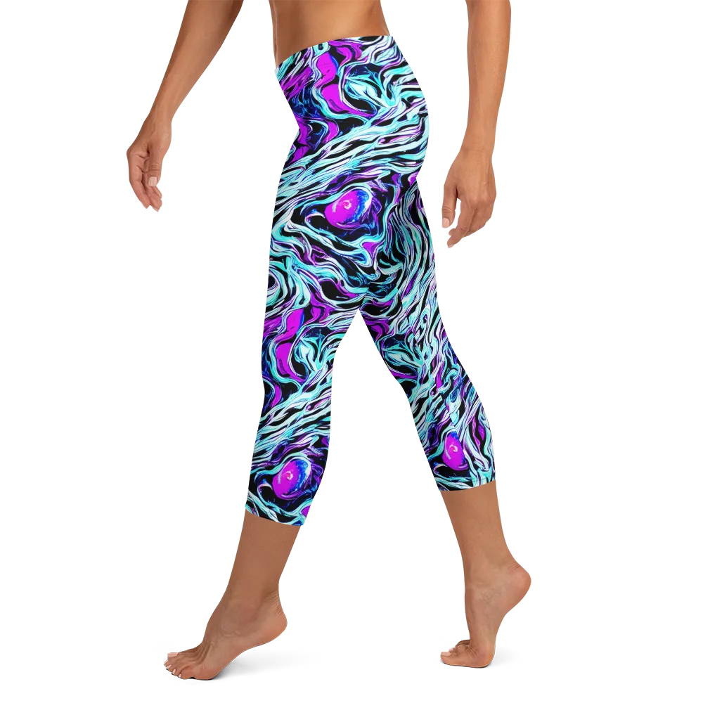 Cyber Zebra on Capri Leggings — Left