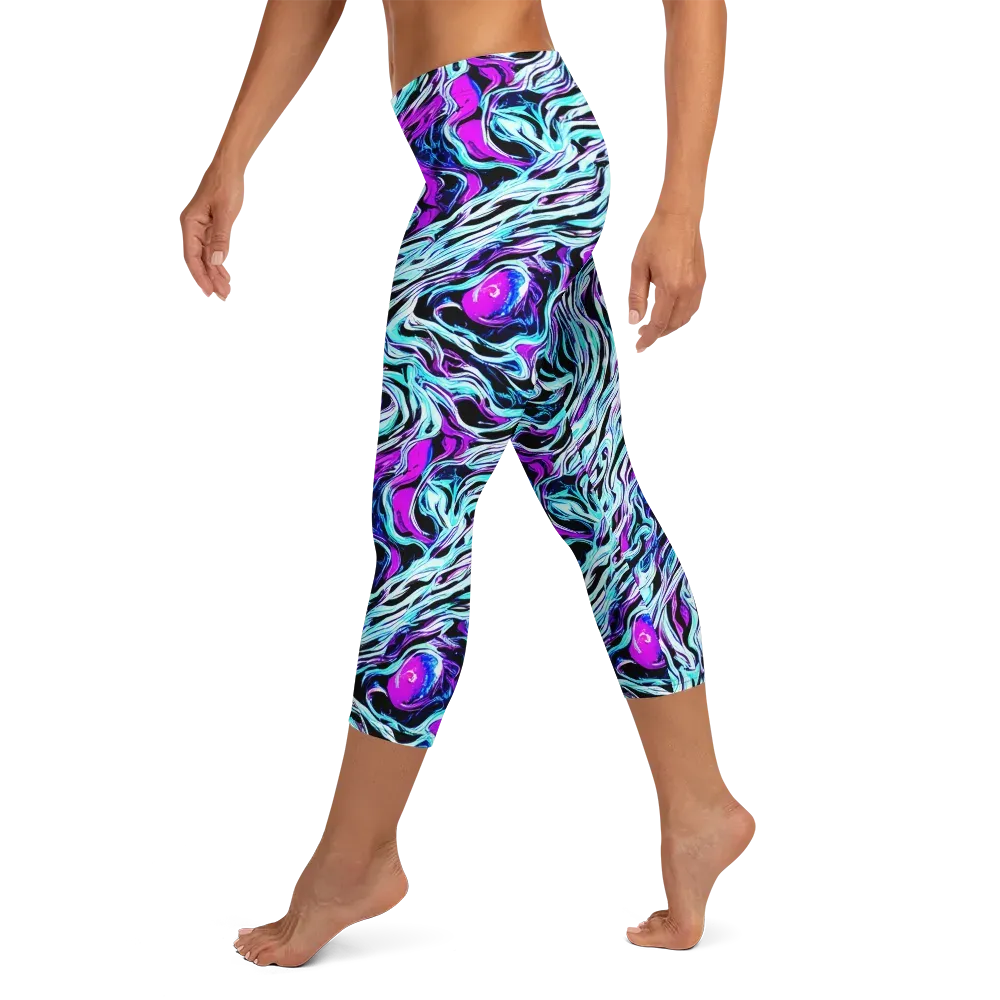 Cyber Zebra on Capri Leggings — Left