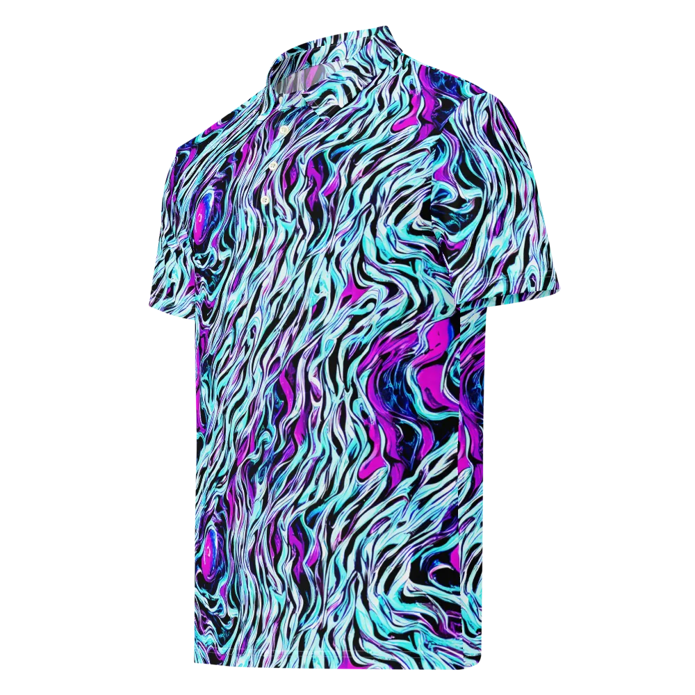 Cyber Zebra on Men's Slim Fit Polo Shirt — Left Front