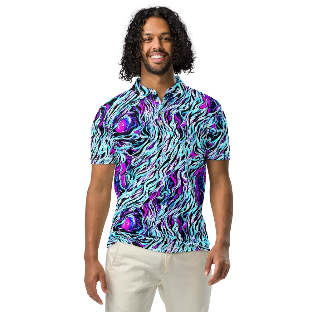 Cyber Zebra on Men's Slim Fit Polo Shirt — Front