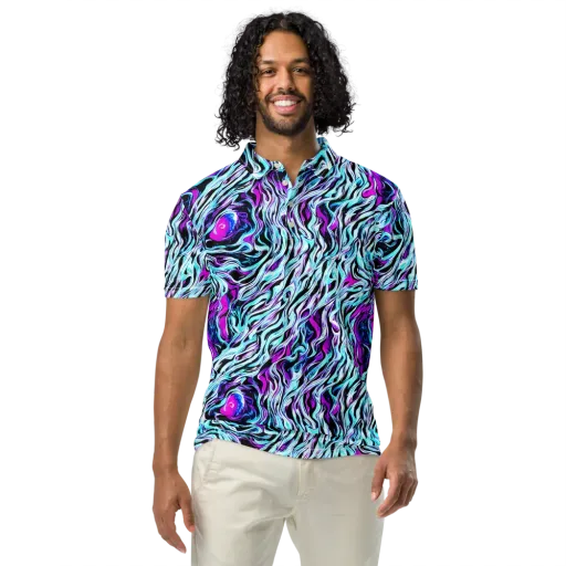 Cyber Zebra on a Men's Slim Fit Polo Shirt