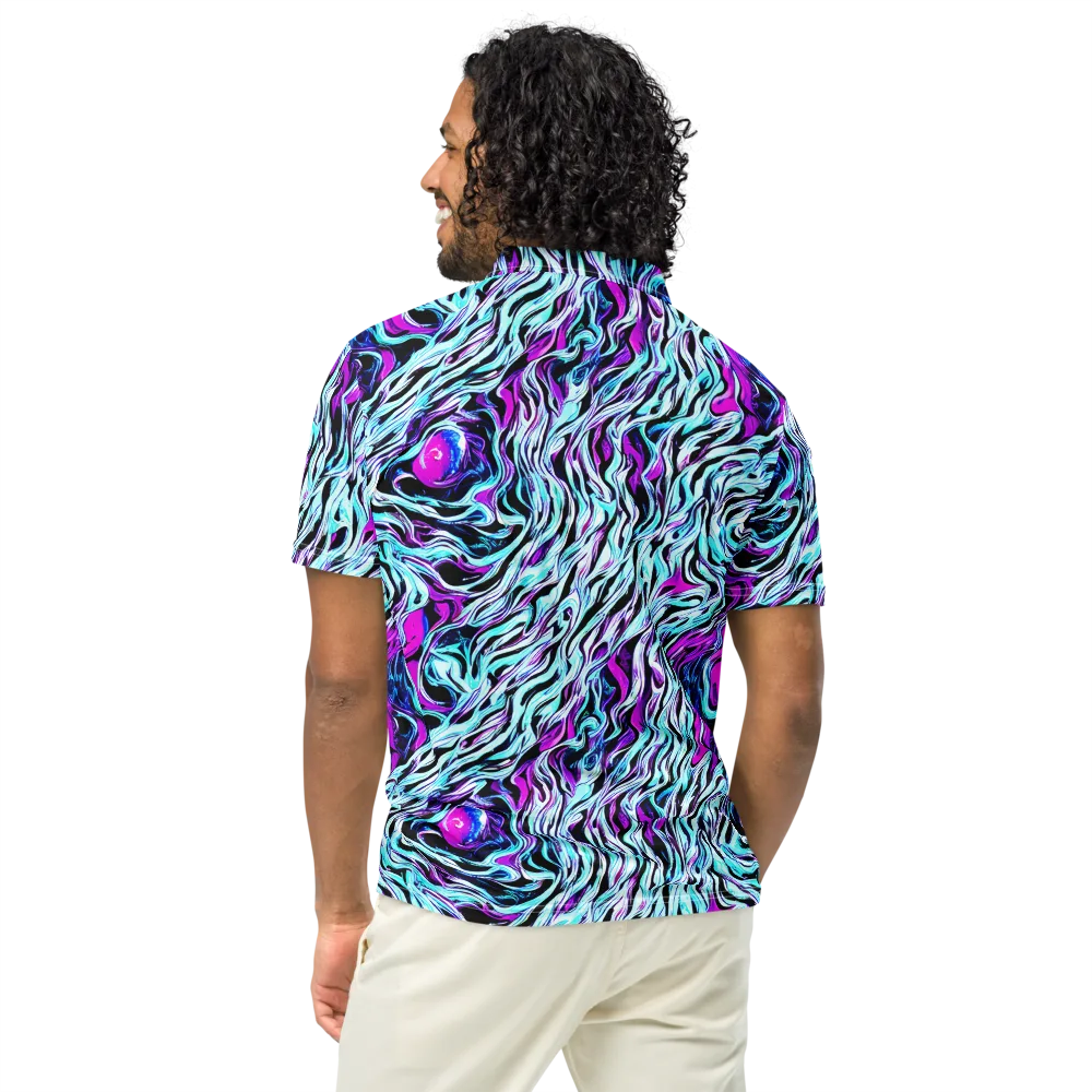 Cyber Zebra on Men's Slim Fit Polo Shirt — Back