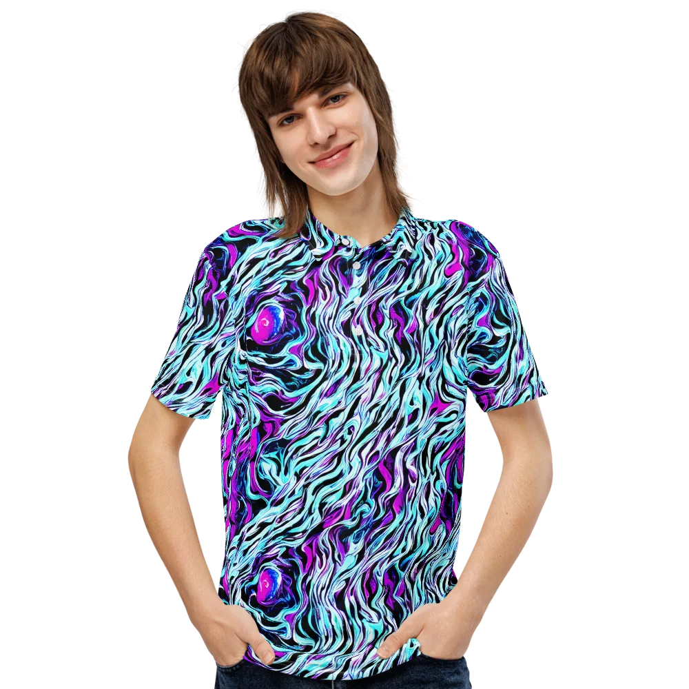Cyber Zebra on Men's Slim Fit Polo Shirt — Front