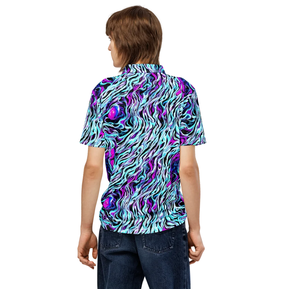 Cyber Zebra on Men's Slim Fit Polo Shirt — Back