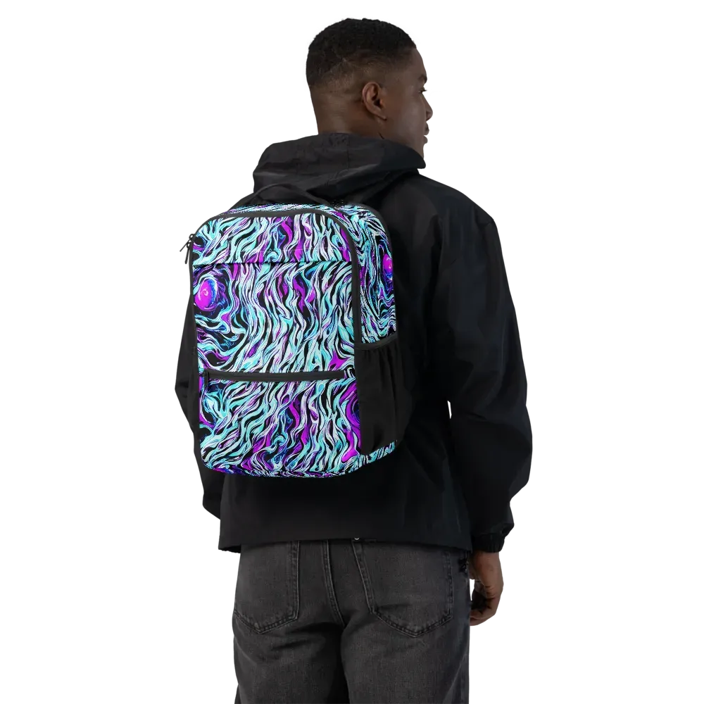 Cyber Zebra on Utility Backpack — Back