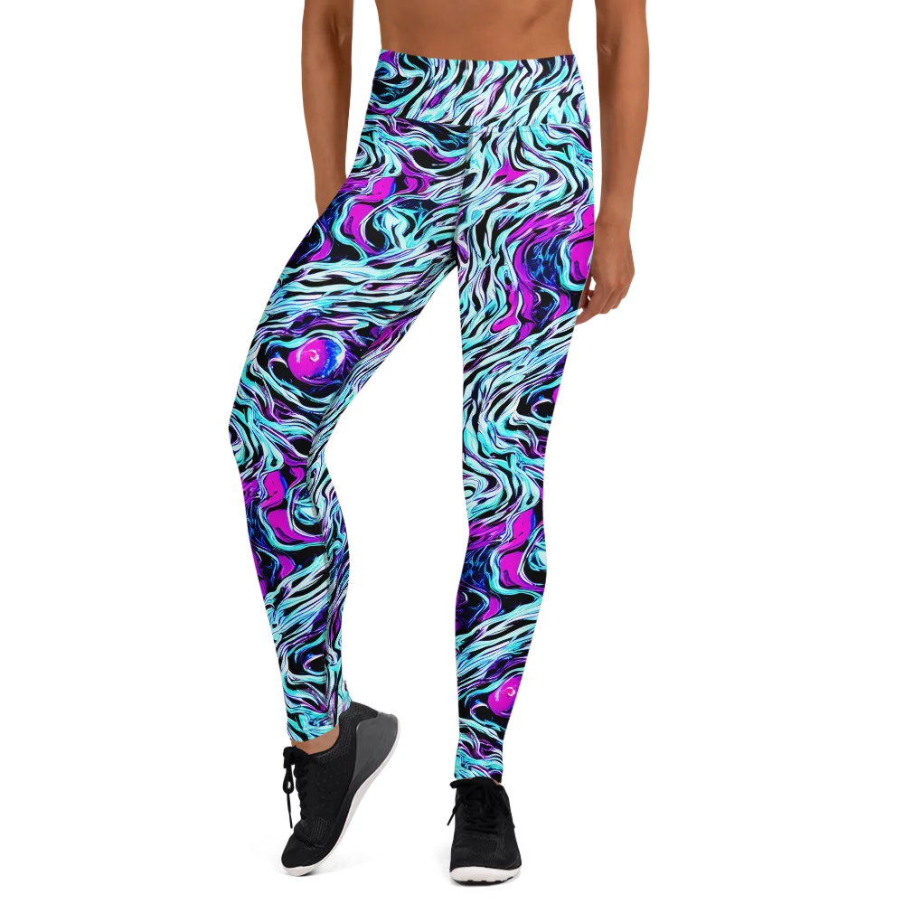 Cyber Zebra on Yoga Leggings — Front