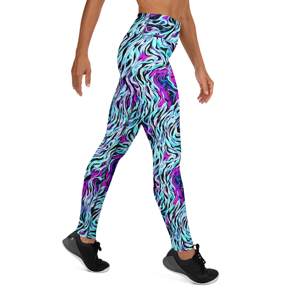 Cyber Zebra on Yoga Leggings — Right