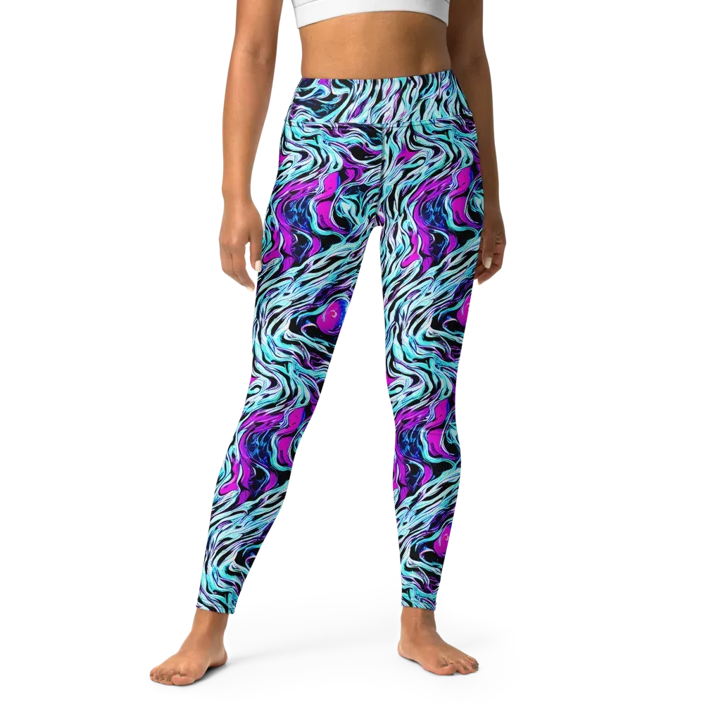 Cyber Zebra on Yoga Leggings — Front