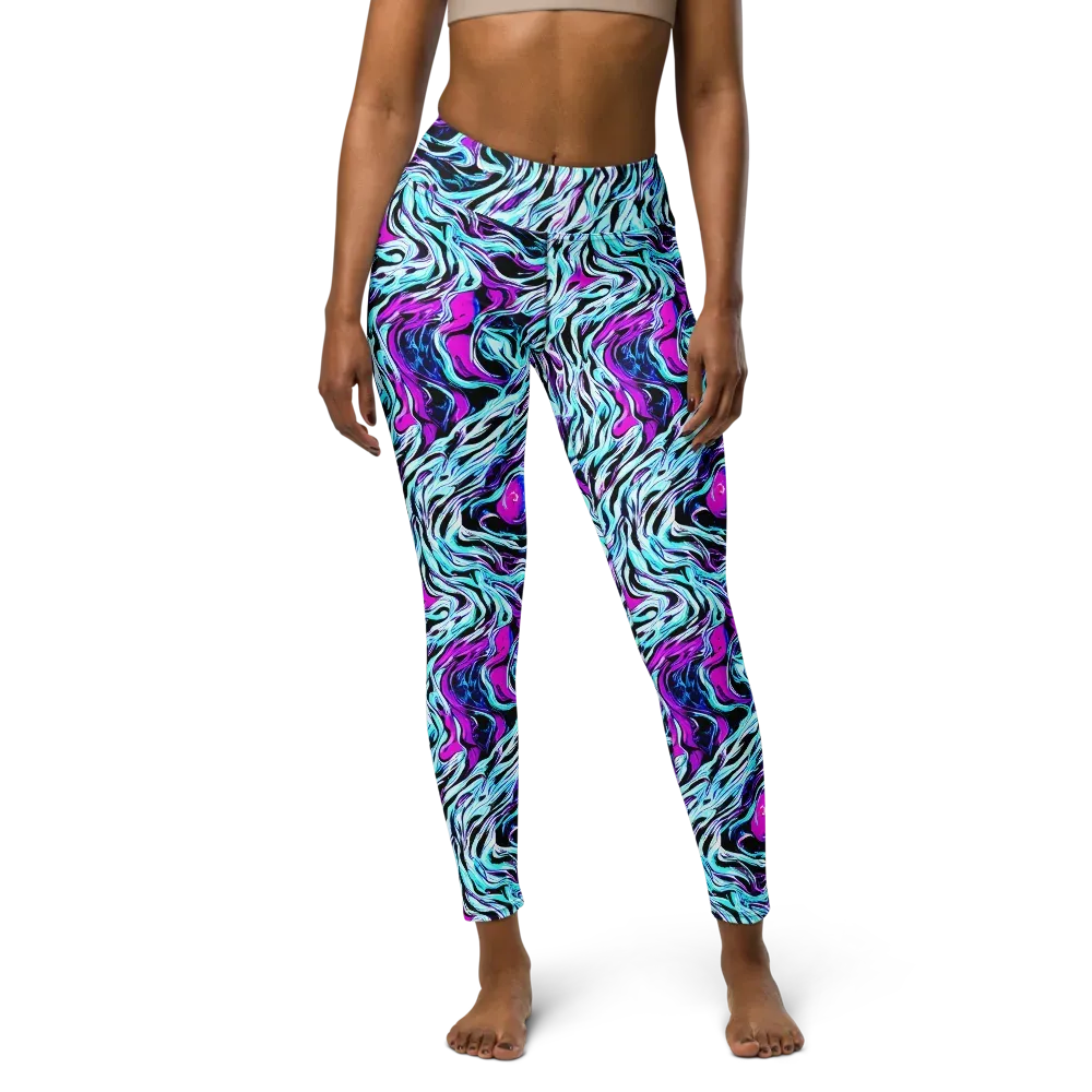 Cyber Zebra on Yoga Leggings — Front