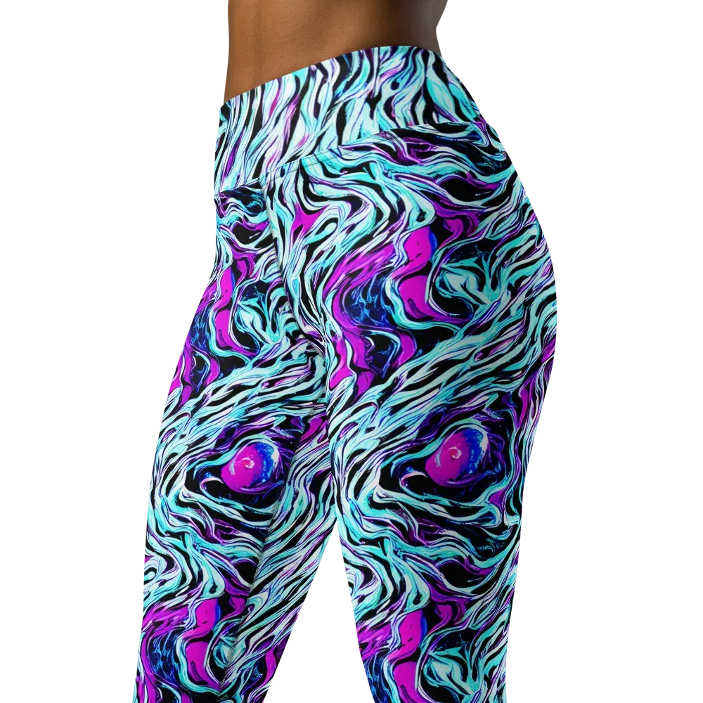 Cyber Zebra on Yoga Leggings — Left Front