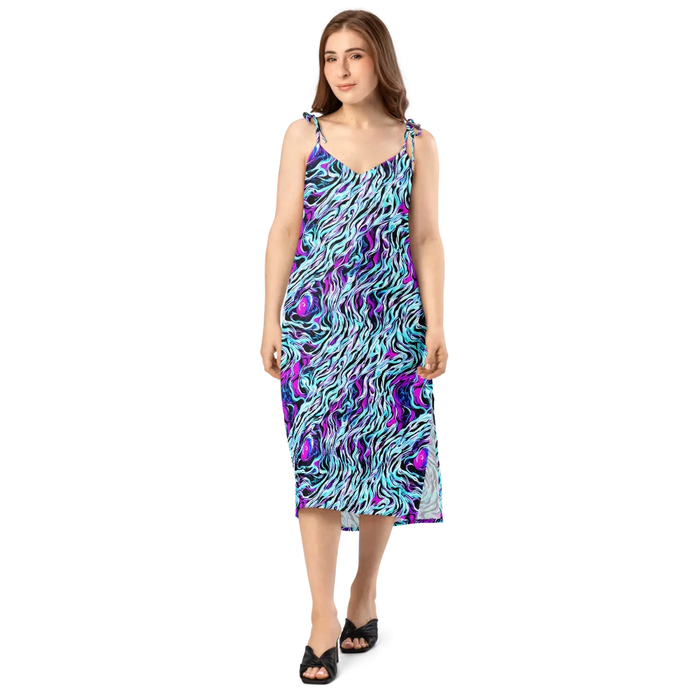 Cyber Zebra on Slip Dress — Front
