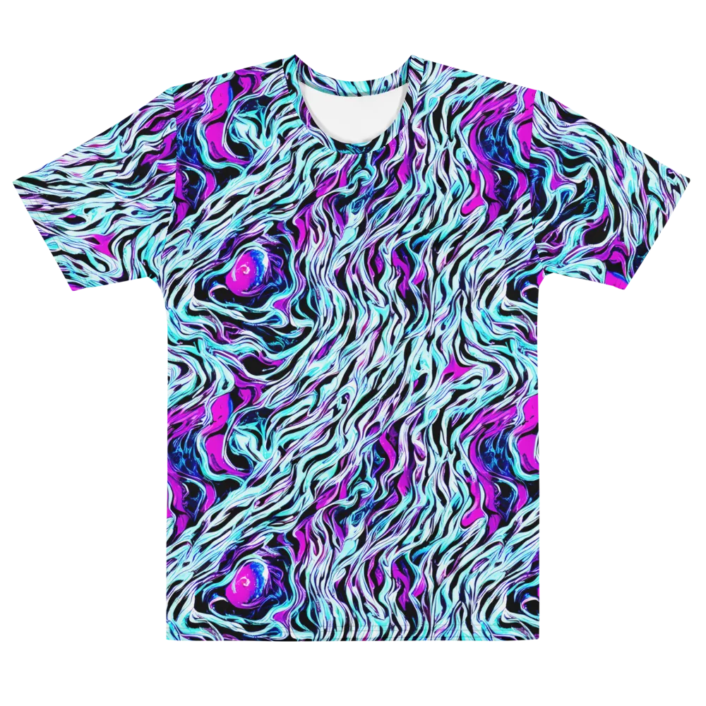 Cyber Zebra on Men's Cotton Crew Neck T-Shirt — Front