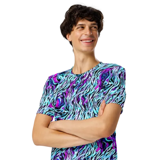 Cyber Zebra on a Men's Crew Neck T-Shirt