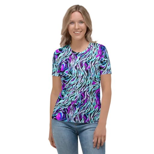 Cyber Zebra on a Women's Crew Neck T-Shirt