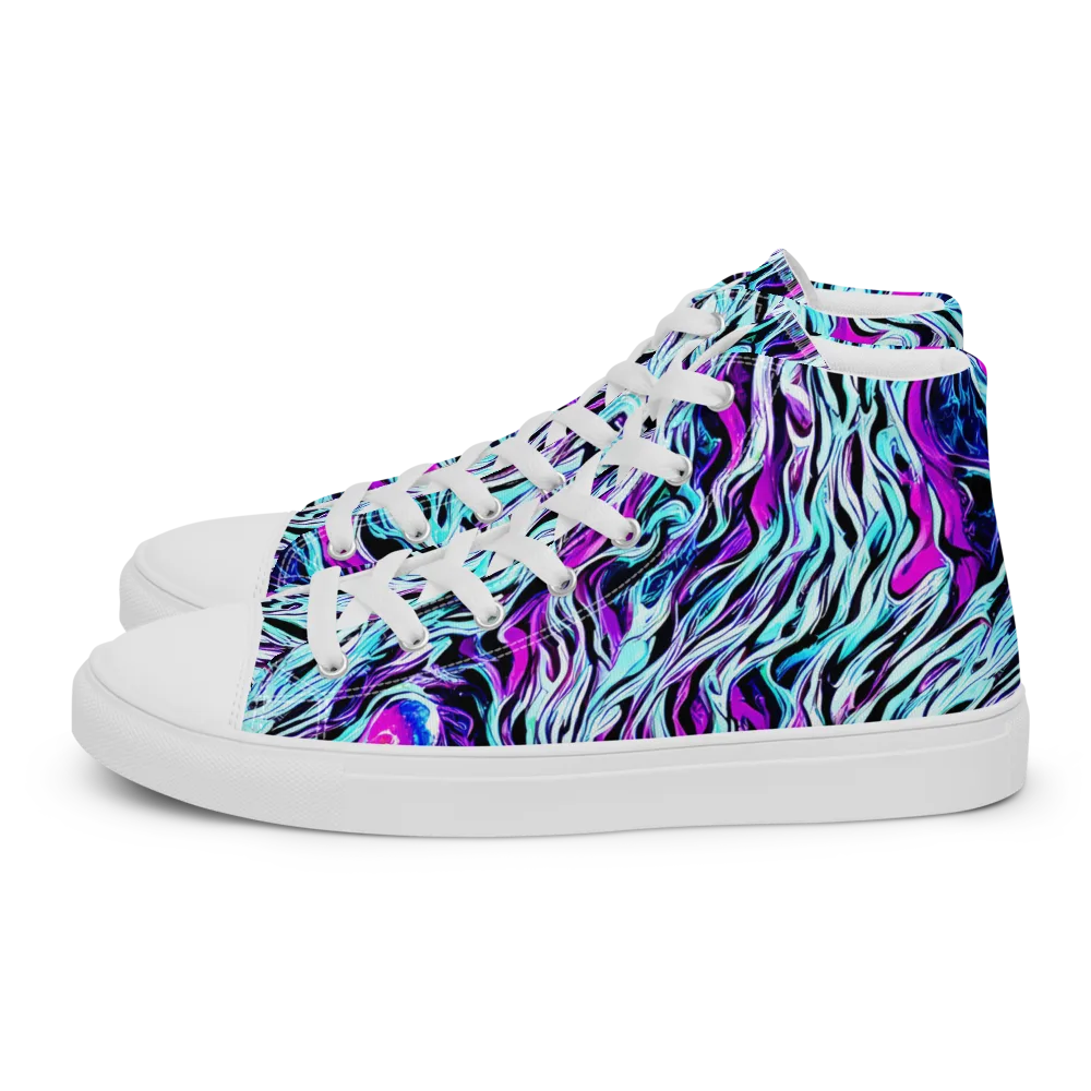 Cyber Zebra on Women's High Top Canvas Shoes — Left