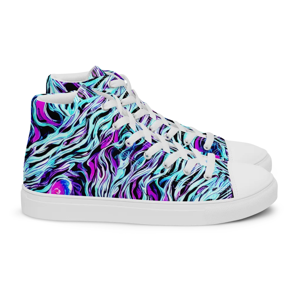 Cyber Zebra on Women's High Top Canvas Shoes — Right