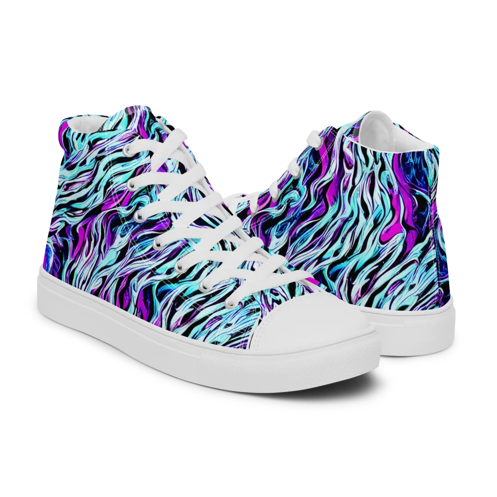 Cyber Zebra on Women's High Top Canvas Shoes — Right